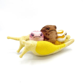 QM Needlefelts - “Banana Slug Split with Neopolitoad Ice Cream”