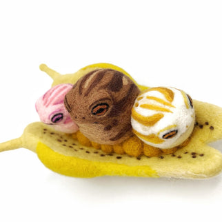QM Needlefelts - “Banana Slug Split with Neopolitoad Ice Cream”