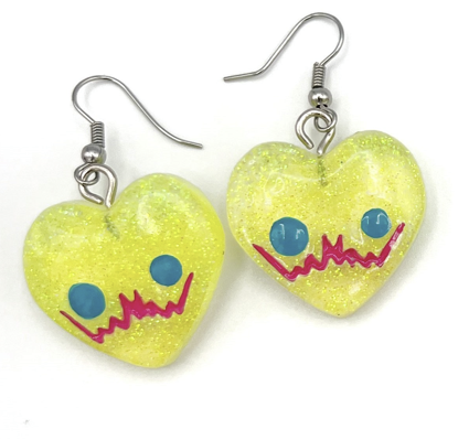 Yellow Heart Rotty Earrings